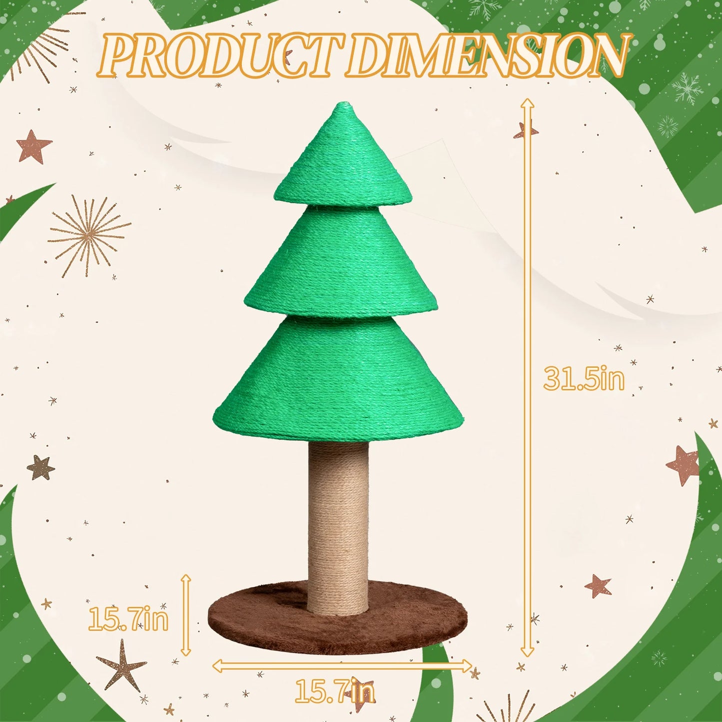 Cat Scratching Post 31.5in Scratch Tower Large Sisal Cat Scratching Tree Christmas Tree Scratcher indoor Cat Scratching Posts