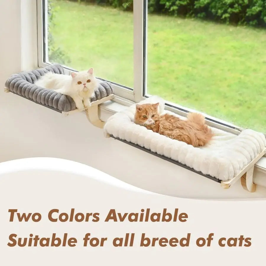 CloudSoft Cat Window Sill Perch with Zipper Designed Cushioned Bed, Supportive Cat Window Seat with Premium Solid Wood Sturdy M