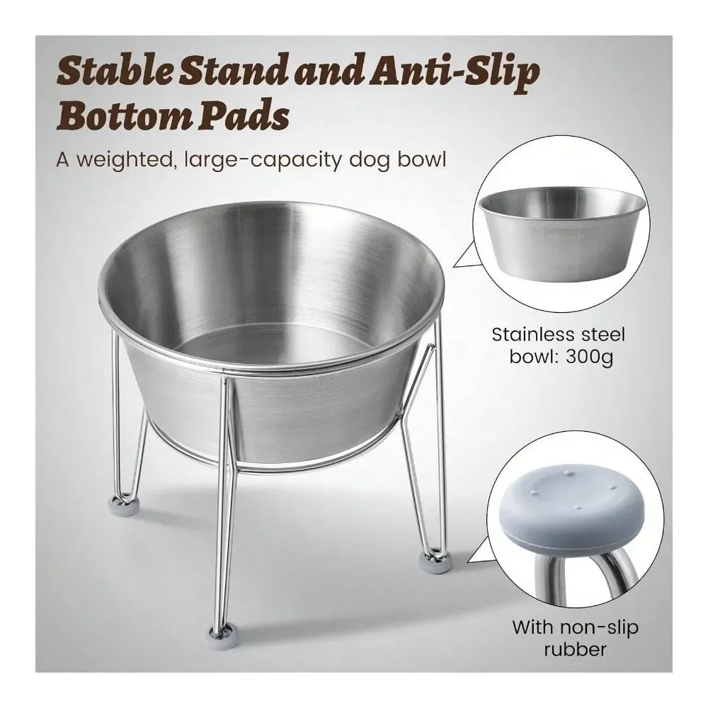 Dog Bowl Dog SuppliesDog Bowls For Large Medium Dogs Stainless Steel 64oz 8 Cup Raised Feeder With NonSlip Base Dual Food Water