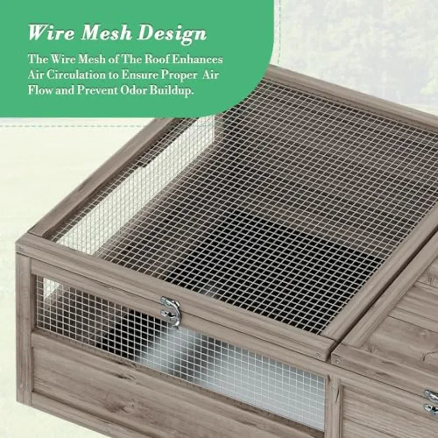 36 Wooden Tortoise Cage with Two Room Design for Large Tortoise Habitat Indoor Outdoor Use Ideal Reptile Enclosure for Snakes a