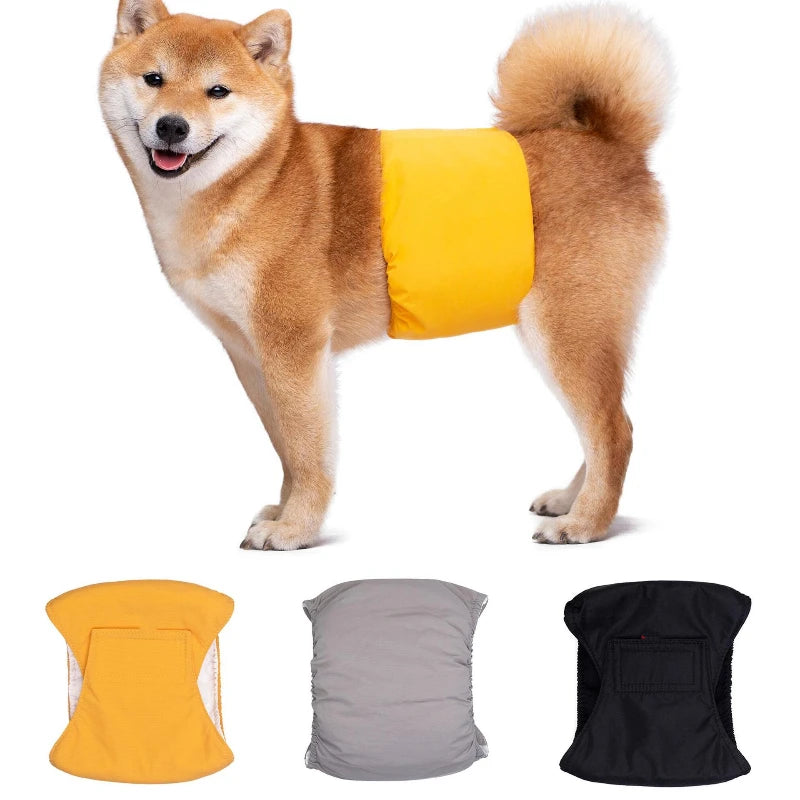 Reusable Male Dog Belly Bands, Washable & Adjustable Diapers, Anti-Mating Harassment, Estrus Safety Pants with Absorbent Layer