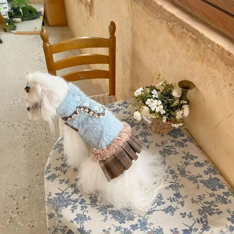 Cozy Autumn Winter Dog Clothes - Warm Princess Dress & Sweater Coat, Perfect For Small Dogs  Bichon And Maltese