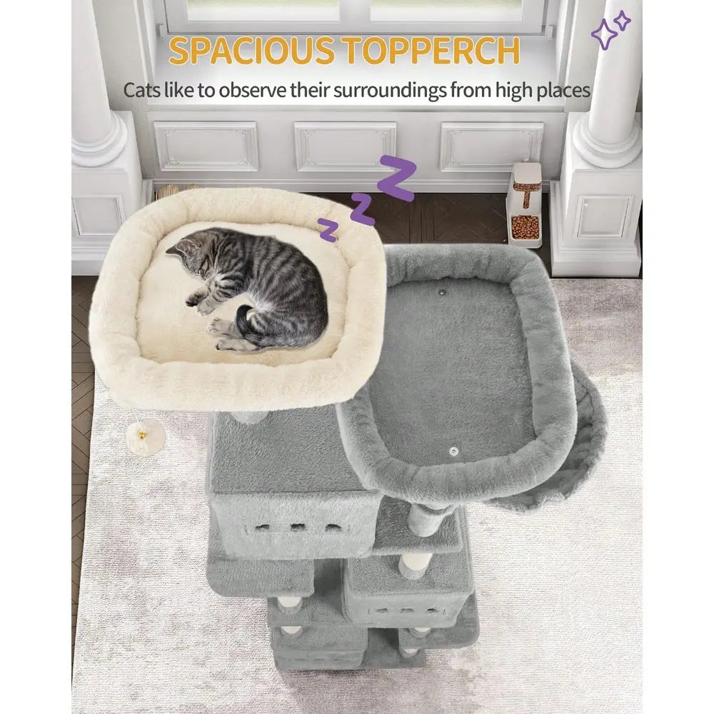 Cat Tree Rascadores Para Gatos Cat Supplies 76 Cat Tree, Large Cat Tower For Indoor Cats, Cats House Furniture With 2 Platforms,