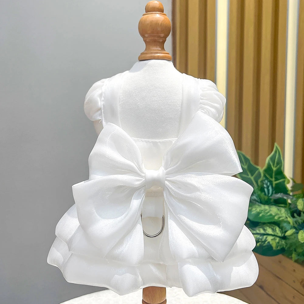Dog Cat Big Bow Shiny Yarn Skirts Puppy Butterfly Skirt Summer Pet Skirt Princess Dog Wedding Dress Cat Dog Bowtie Clothes