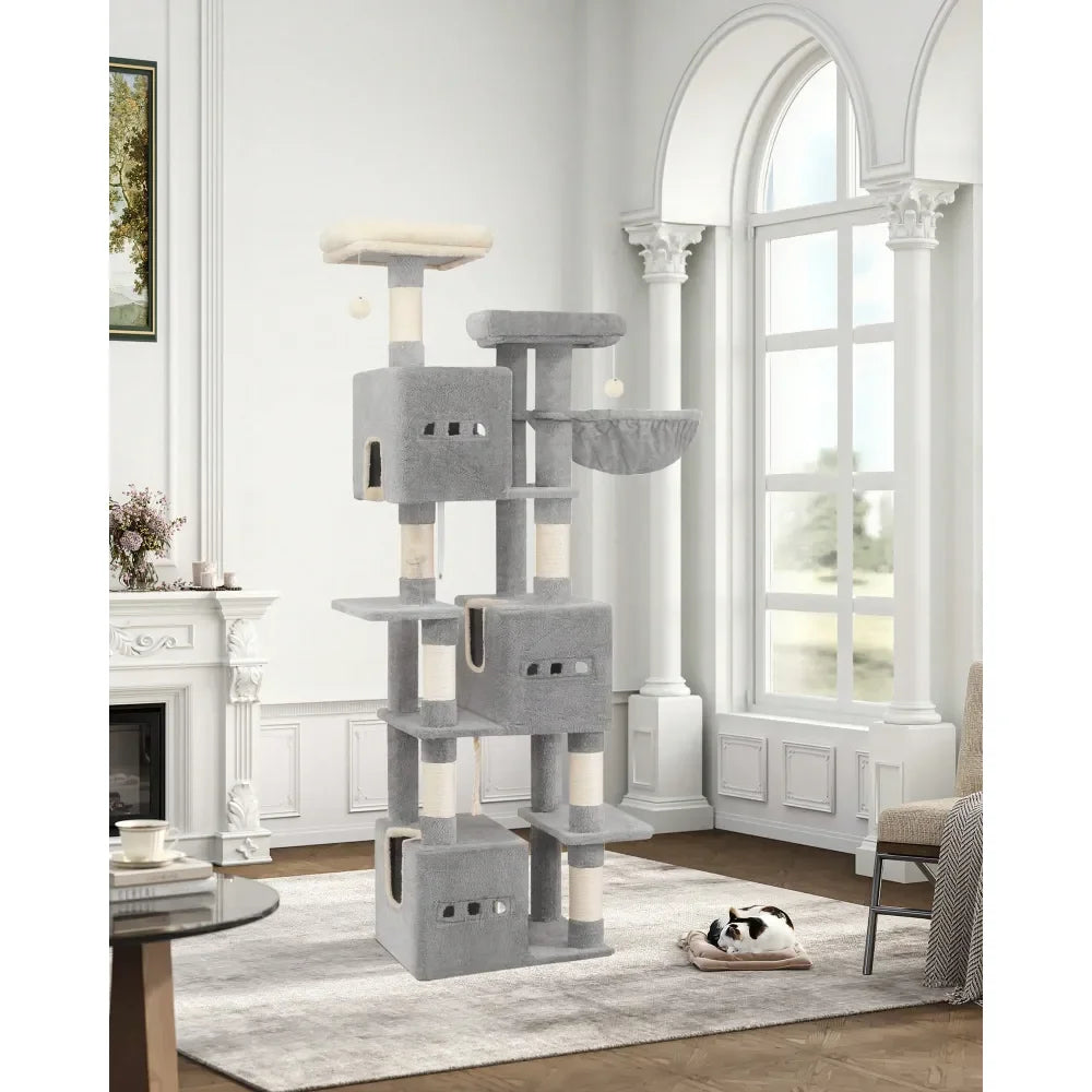 Cat Tree Rascadores Para Gatos Cat Supplies 76 Cat Tree, Large Cat Tower For Indoor Cats, Cats House Furniture With 2 Platforms,