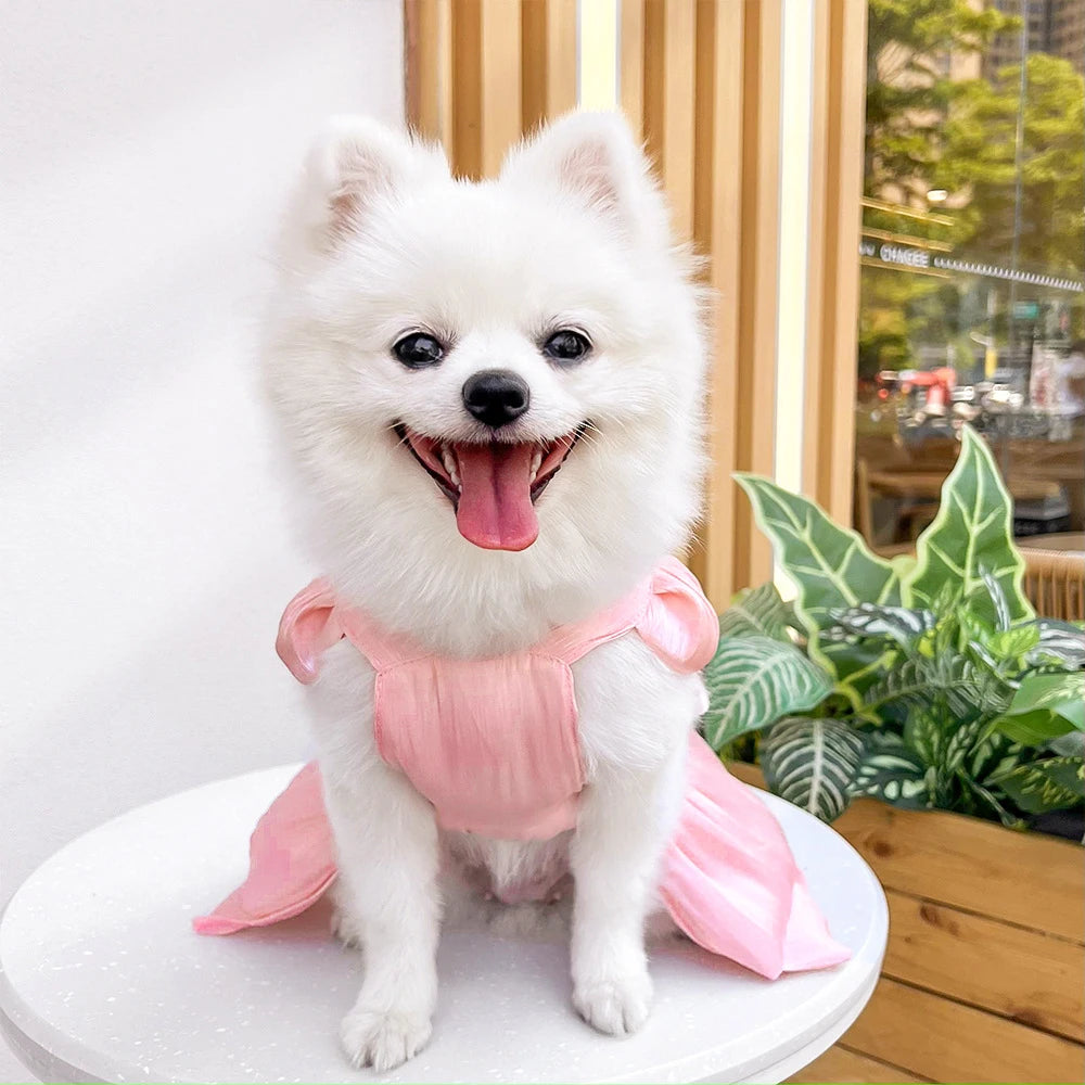 Dog Cat Big Bow Shiny Yarn Skirts Puppy Butterfly Skirt Summer Pet Skirt Princess Dog Wedding Dress Cat Dog Bowtie Clothes