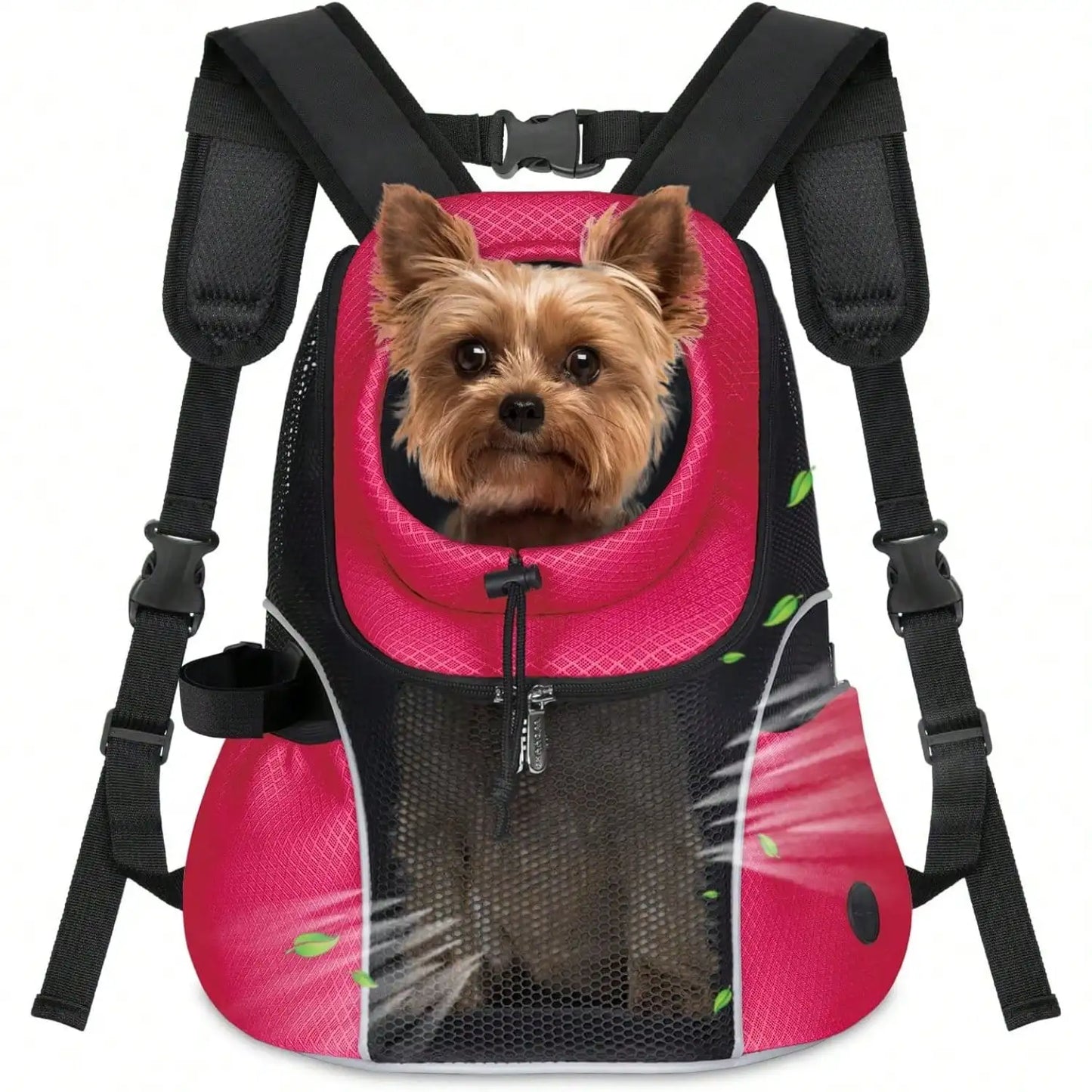 Small Dog Front Backpack Ventilated Mesh Dog Travel Backpack With Safety Belt For Travel, Hiking, Cycling & Outdoor Adventures (