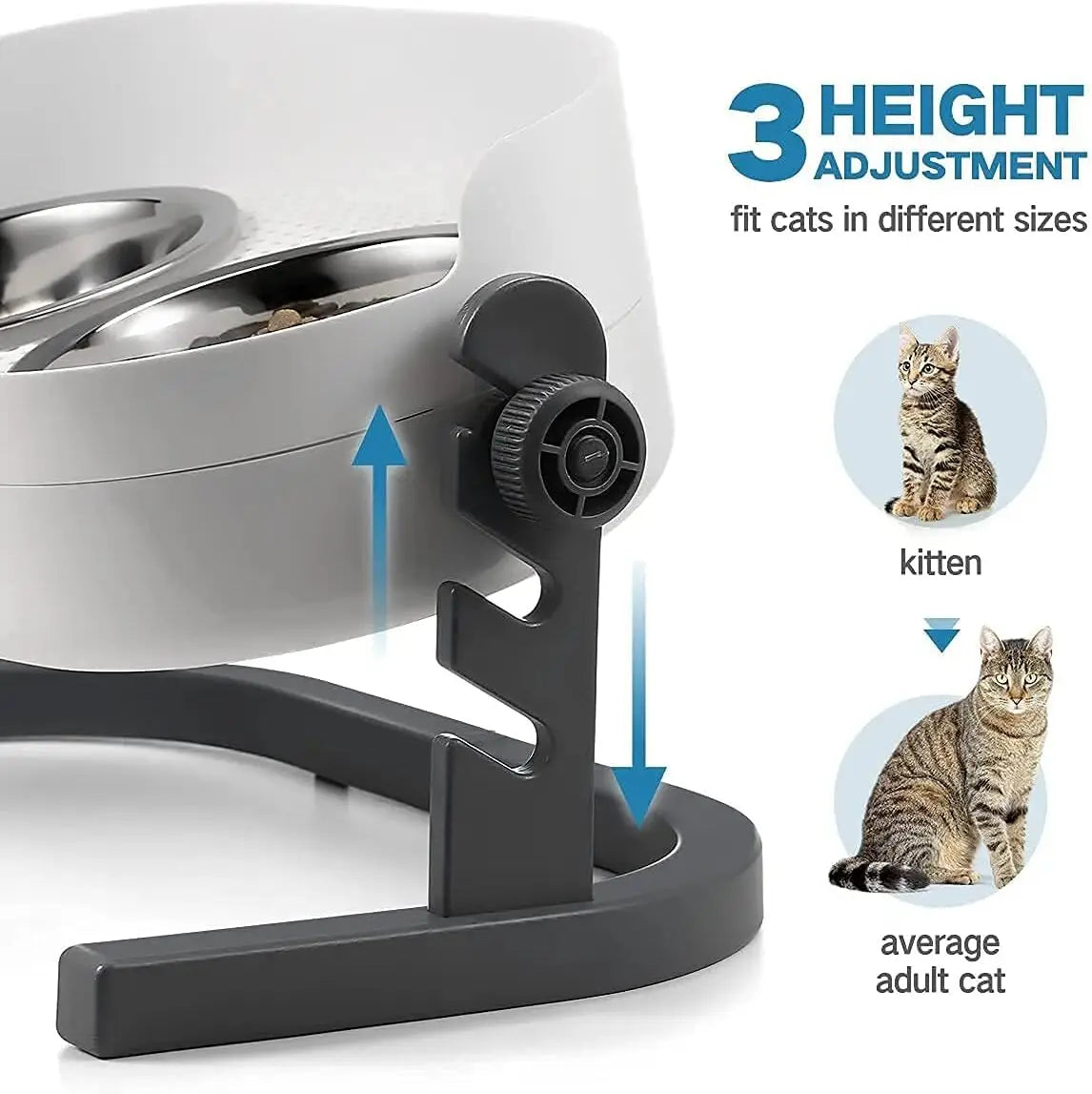 Adjustable Height Elevated Pet Bowls Stainless Steel Feeder Mess Proof for Cats Dogs All Sizes