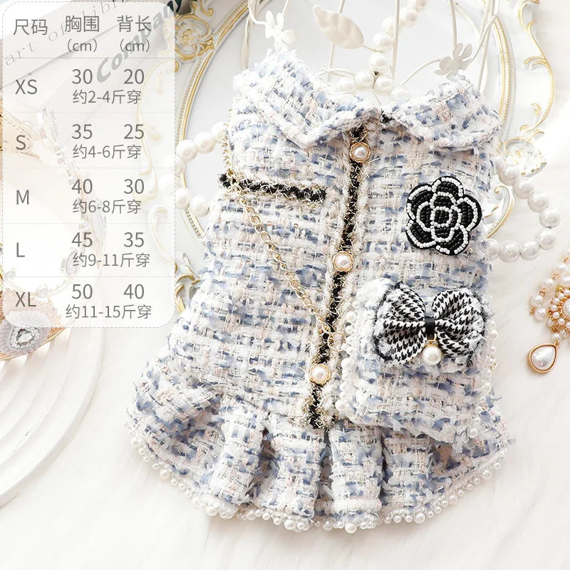 Ins New Winter Dog Clothes Cat Princess Dress Backpack Pink Luxury Fashion Design Dog Thickened Skirt Dog Christmas Clothes