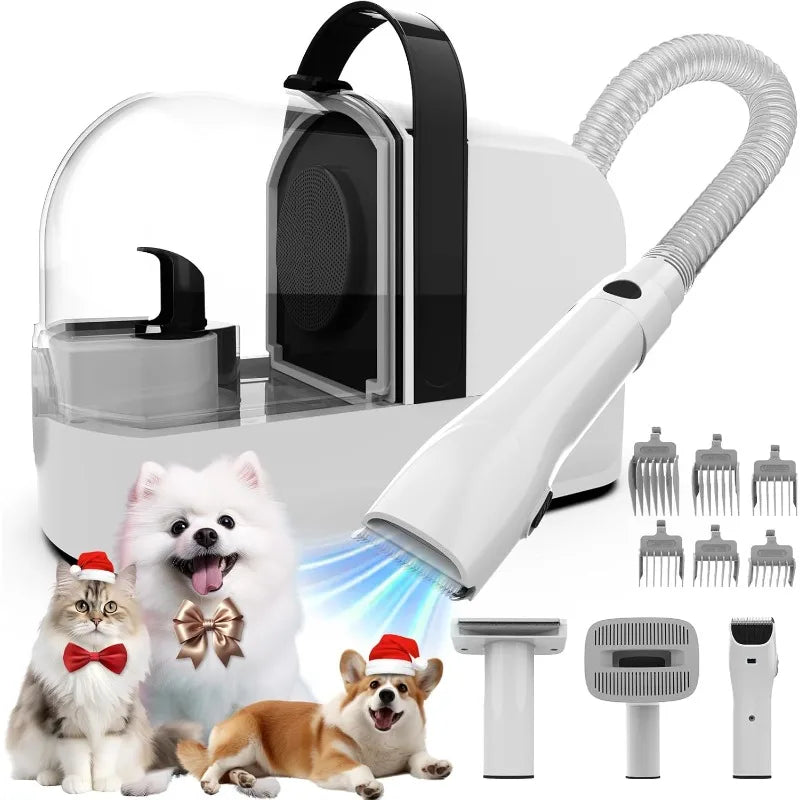 Dog Grooming Vacuum, Dog Grooming Kit with Pet Clippers, 12,000Pa Pet Hair Grooming Vacuum for Dogs, Vacuum Brush for Shedding G