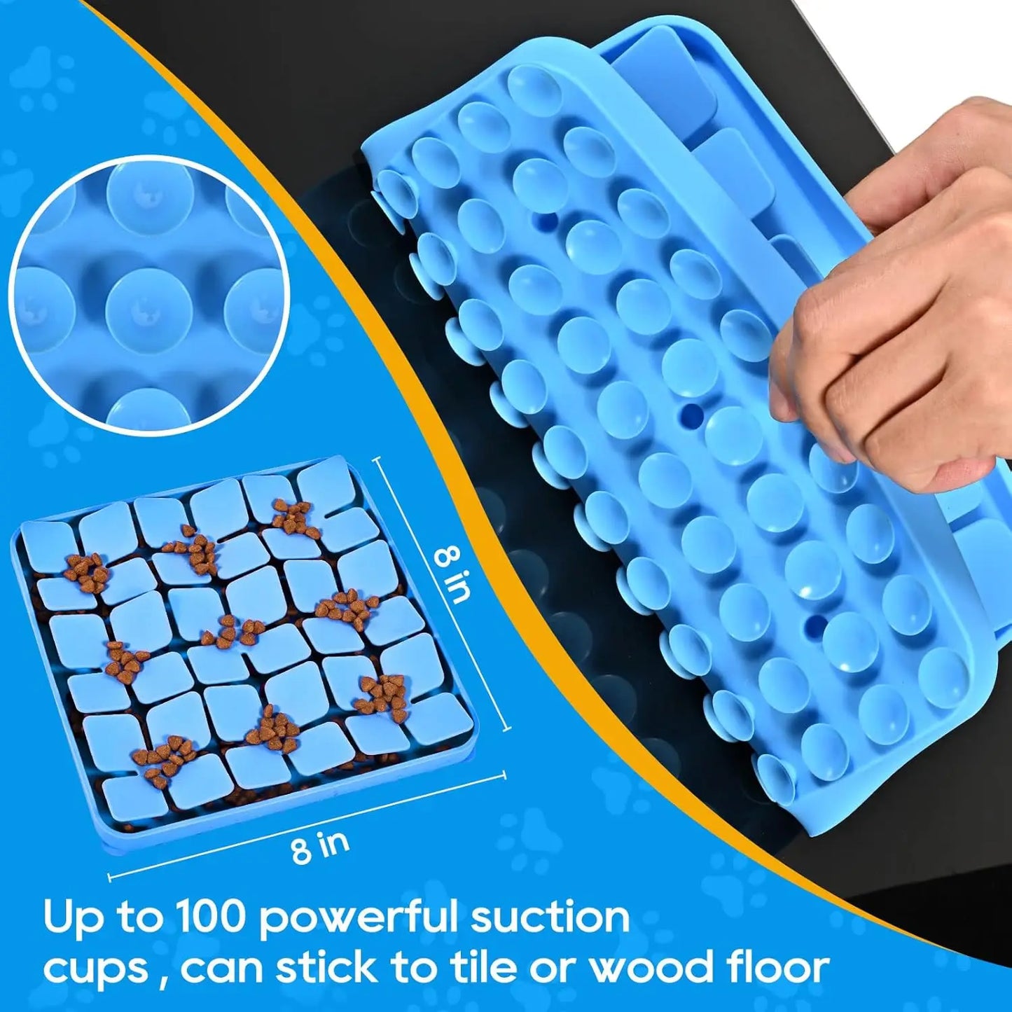 Silicone Snuffle Mat for Dogs, Slow Feeder Lick Mat with Suction Cups, Dog Puzzle Toy for Smell Training & Eating (Blue)