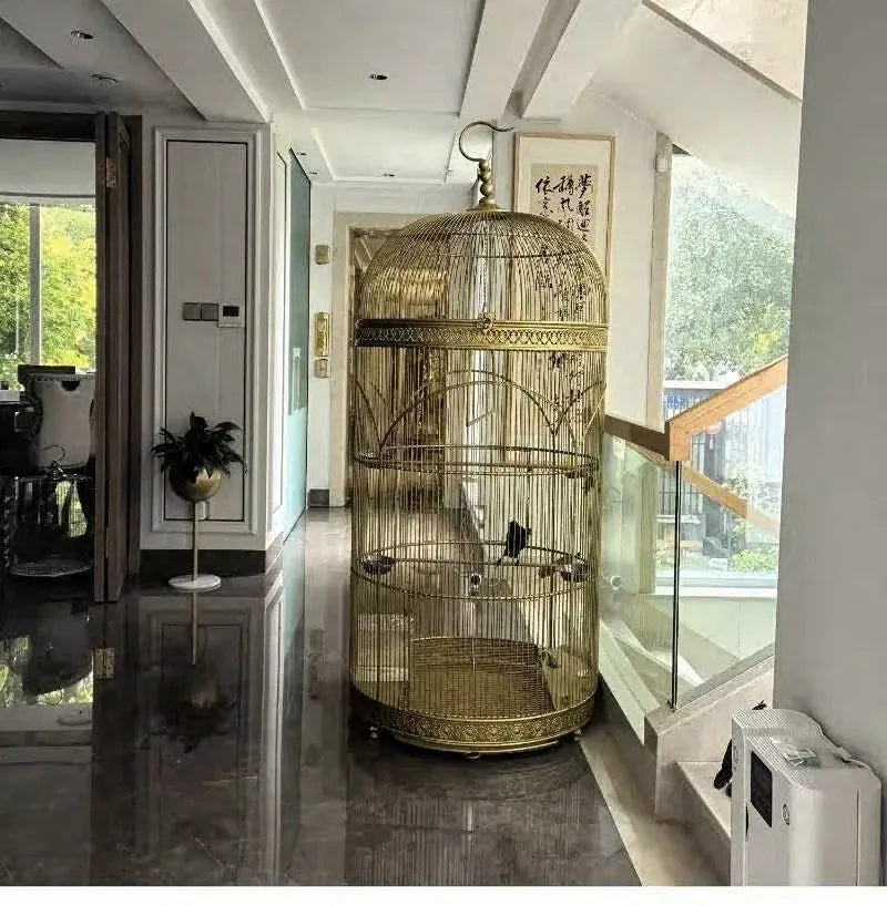 Extra Large iron Cylindrical Bird Cages courtyard outdoor Parrot Large Villa Cage European retro Cage Birds Budgie Canary Bird Z