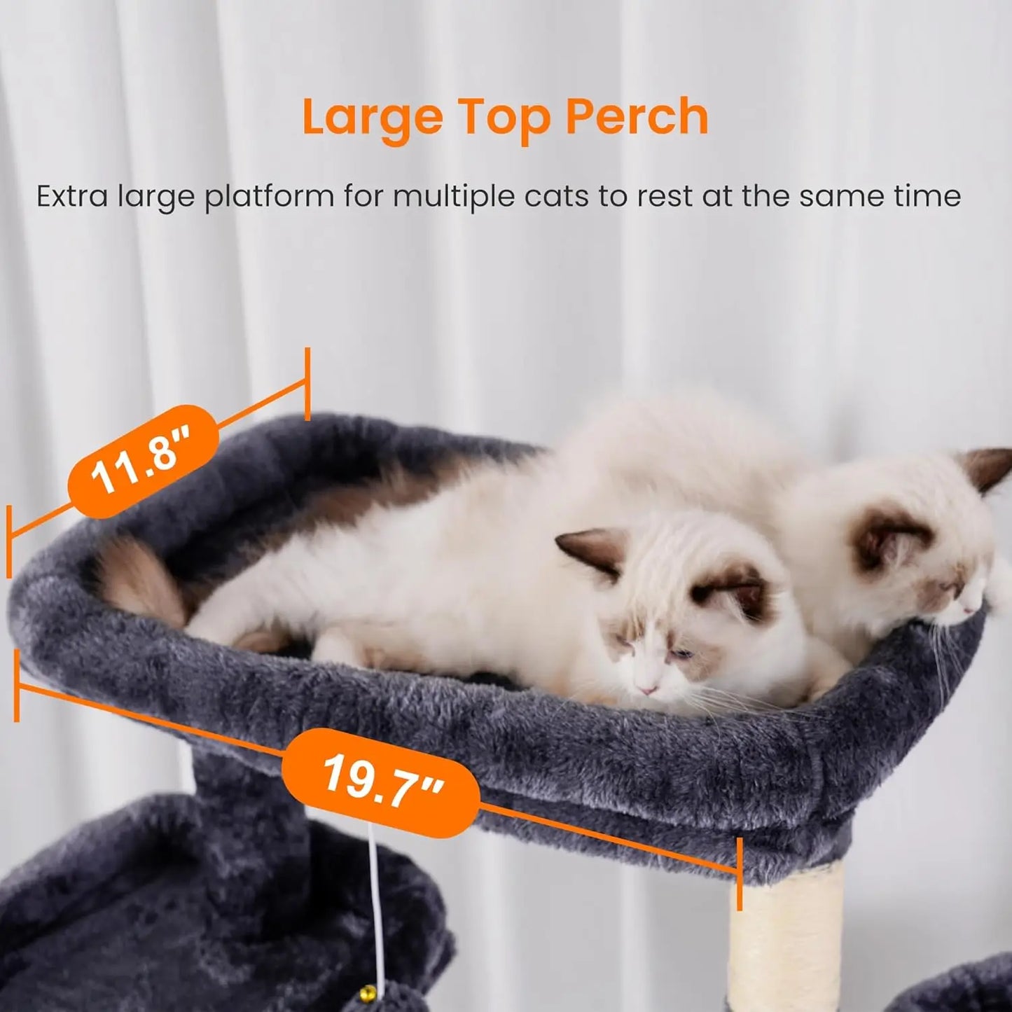 Cat Tree, 68 inch Multi-Level Cat Tower for Indoor Cats, 2 Widened Plush Perches Cat Condo with