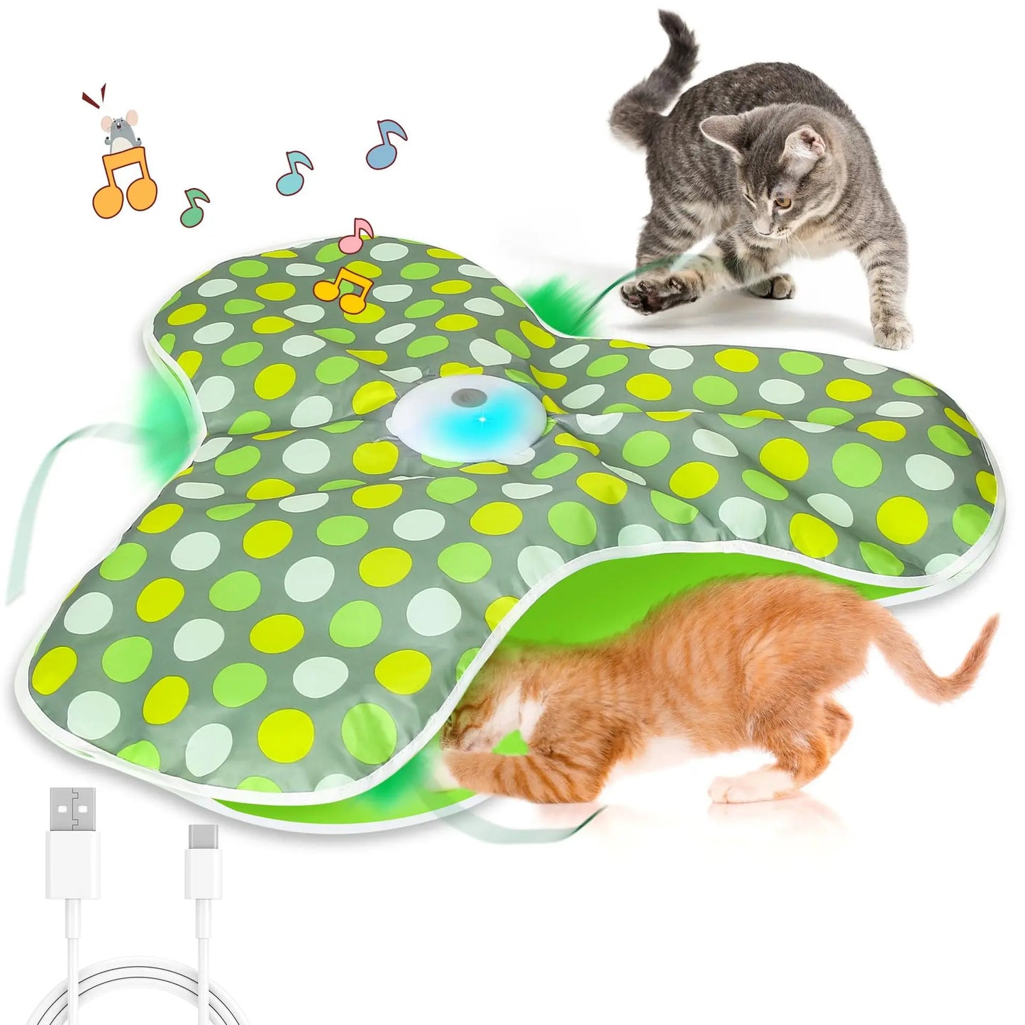 Smart Cat Toys Interactive Hide and Seek Cat Toy with Mouse Squeaky Motion Activated Moving Concealed Feathers Kitten Teaser Toy