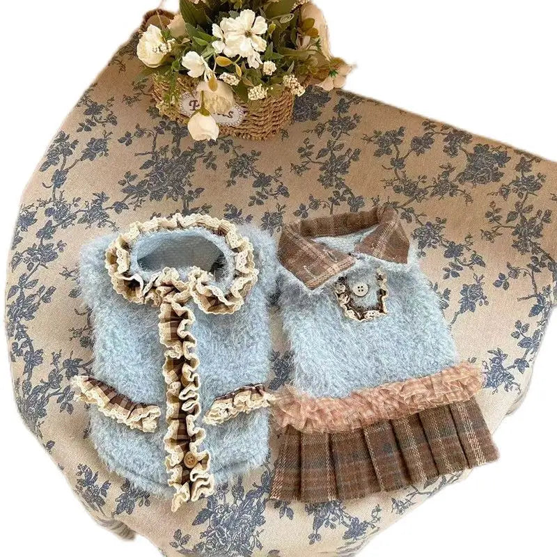Cozy Autumn Winter Dog Clothes - Warm Princess Dress & Sweater Coat, Perfect For Small Dogs  Bichon And Maltese