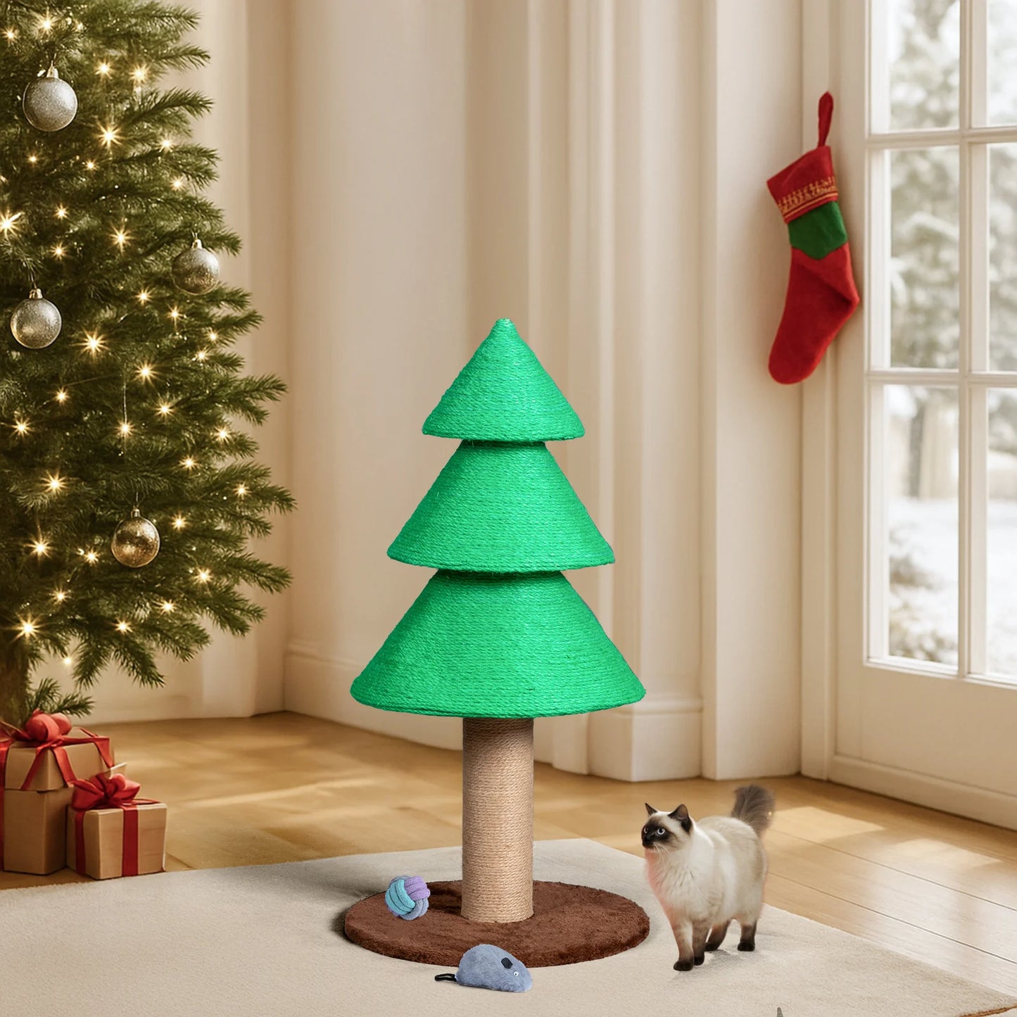 Cat Scratching Post 31.5in Scratch Tower Large Sisal Cat Scratching Tree Christmas Tree Scratcher indoor Cat Scratching Posts