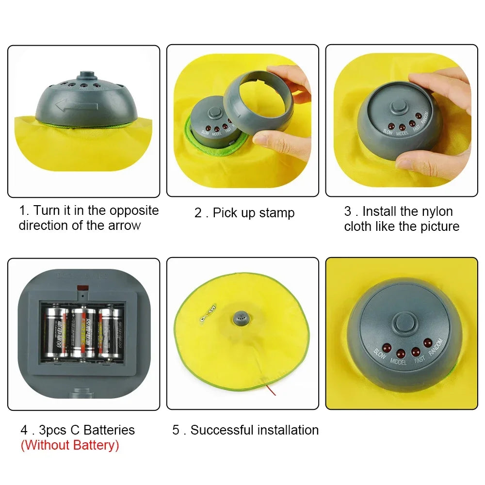 Electric Cat Toy Plate 4 Speeds Automatic Interactive Pet Toy For Cat Kitty Motion Undercover Mouse Fabric Moving Feather Toy