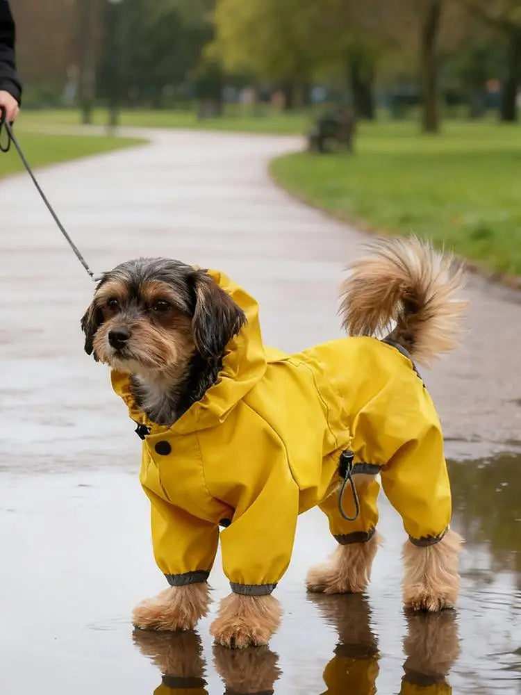 Waterproof Dog Raincoat High-Visibility Yellow Adjustable Jacket Lightweight Protection For Pets Rainy Snowy Day Walks & Outdoor