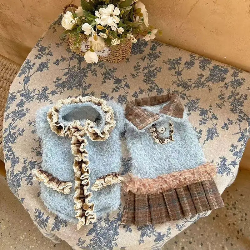 Cozy Autumn Winter Dog Clothes - Warm Princess Dress & Sweater Coat, Perfect For Small Dogs  Bichon And Maltese
