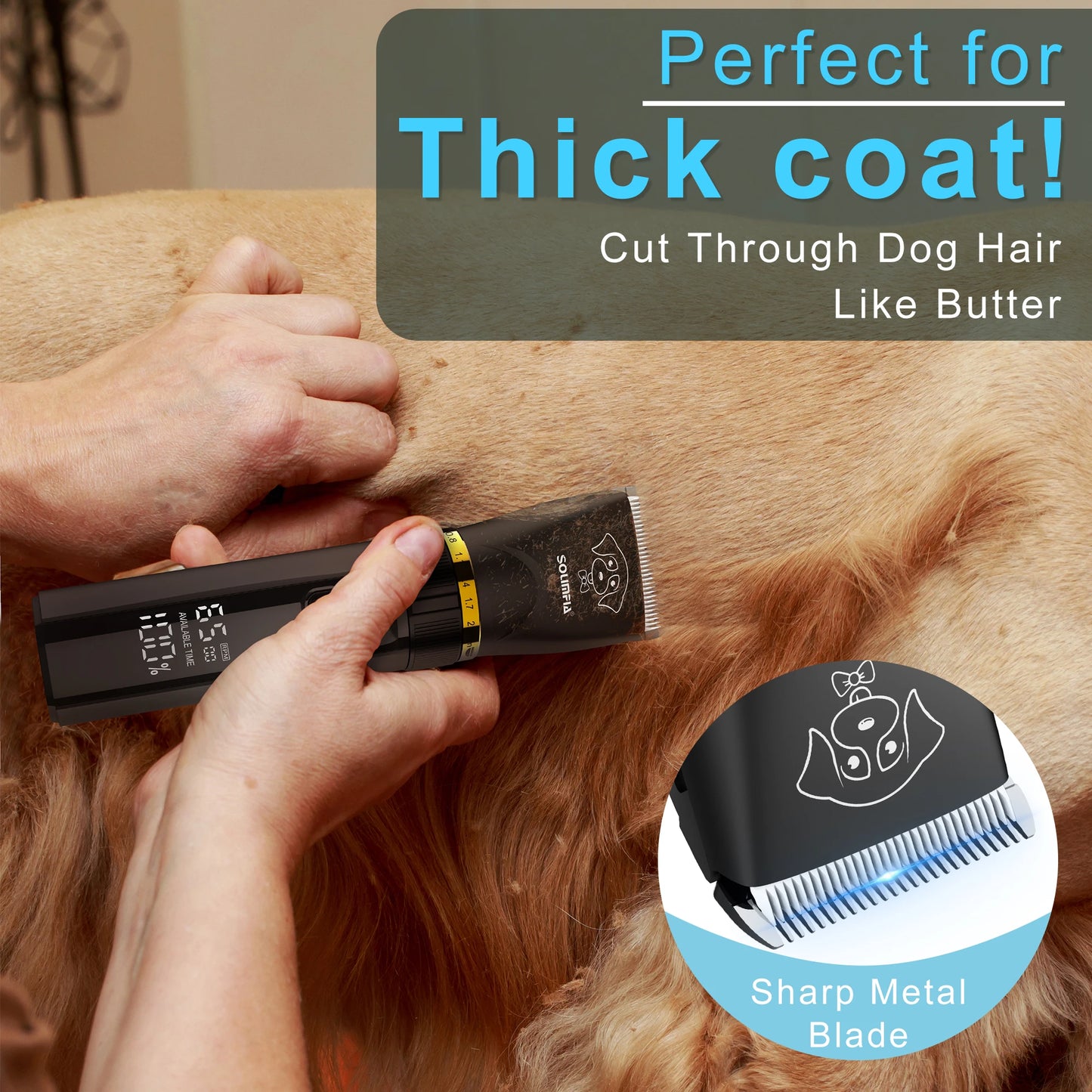 Solimpia Professional Dog Hair Trimmer Low-noise Cat Grooming Clippers for Dog Rechargeable Hair Cutters Haircut Machine