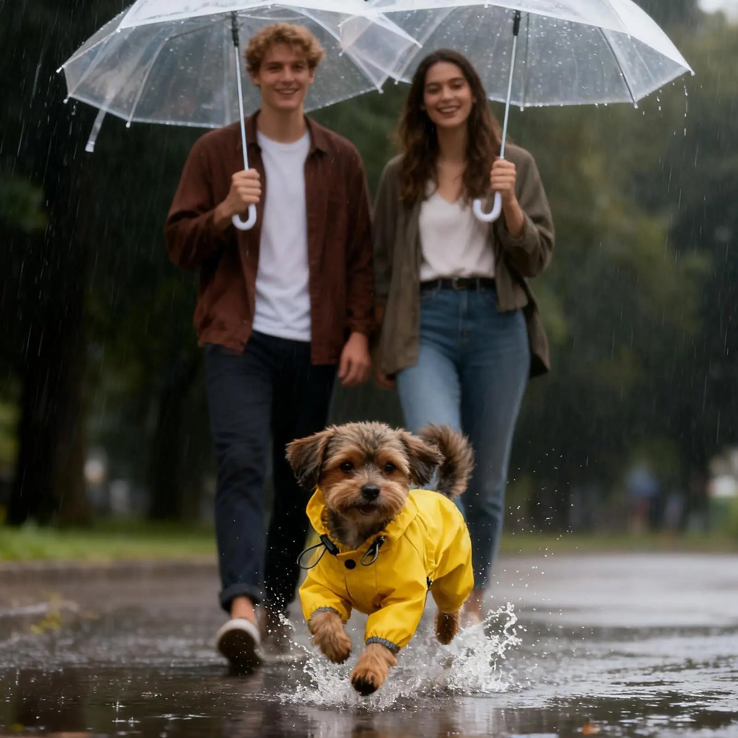 Waterproof Dog Raincoat High-Visibility Yellow Adjustable Jacket Lightweight Protection For Pets Rainy Snowy Day Walks & Outdoor