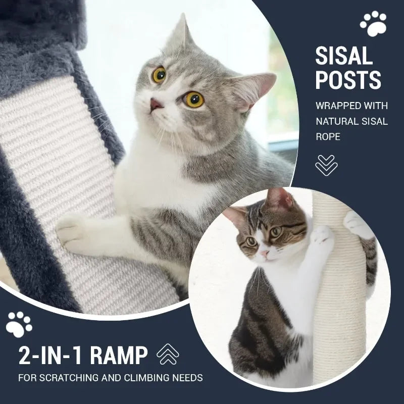 NEW 68 Inches Cat Tree/House and Towers for Big Feline/Scratching Post/Multi-Level Large Kitty Climbing Tree with Condo