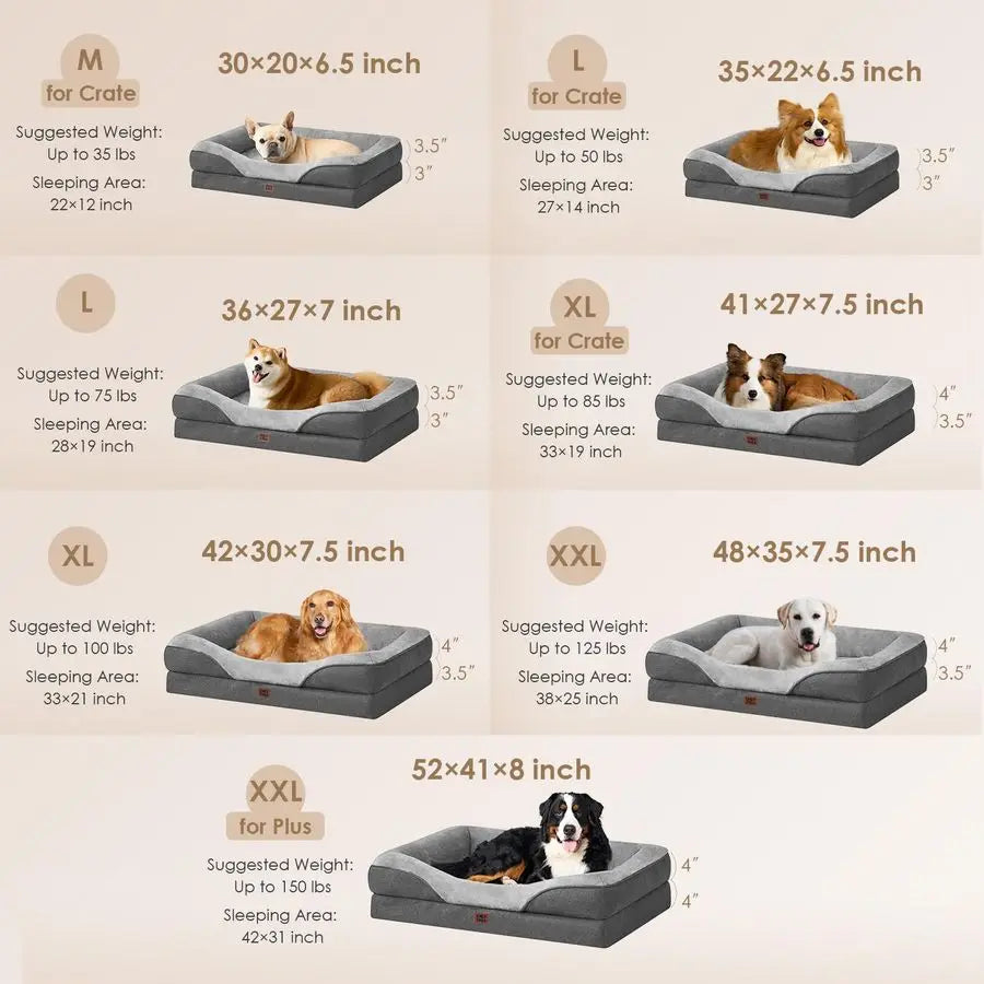 Memory Foam XL Dog Bed for XLarge Sized, Extra Large Orthopedic Dog Sofa with Sides and Waterproof Liner, Washable Bolster Pet