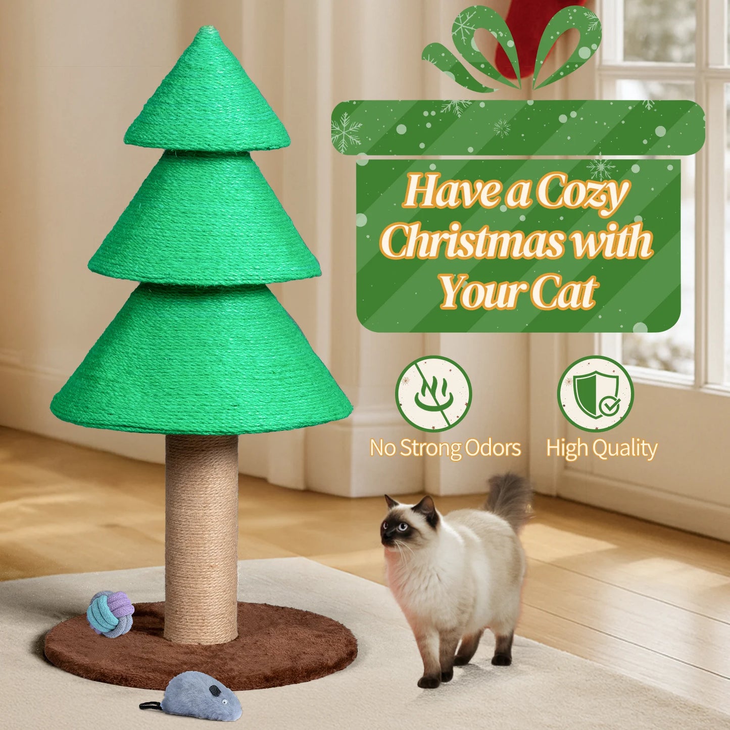 Cat Scratching Post 31.5in Scratch Tower Large Sisal Cat Scratching Tree Christmas Tree Scratcher indoor Cat Scratching Posts