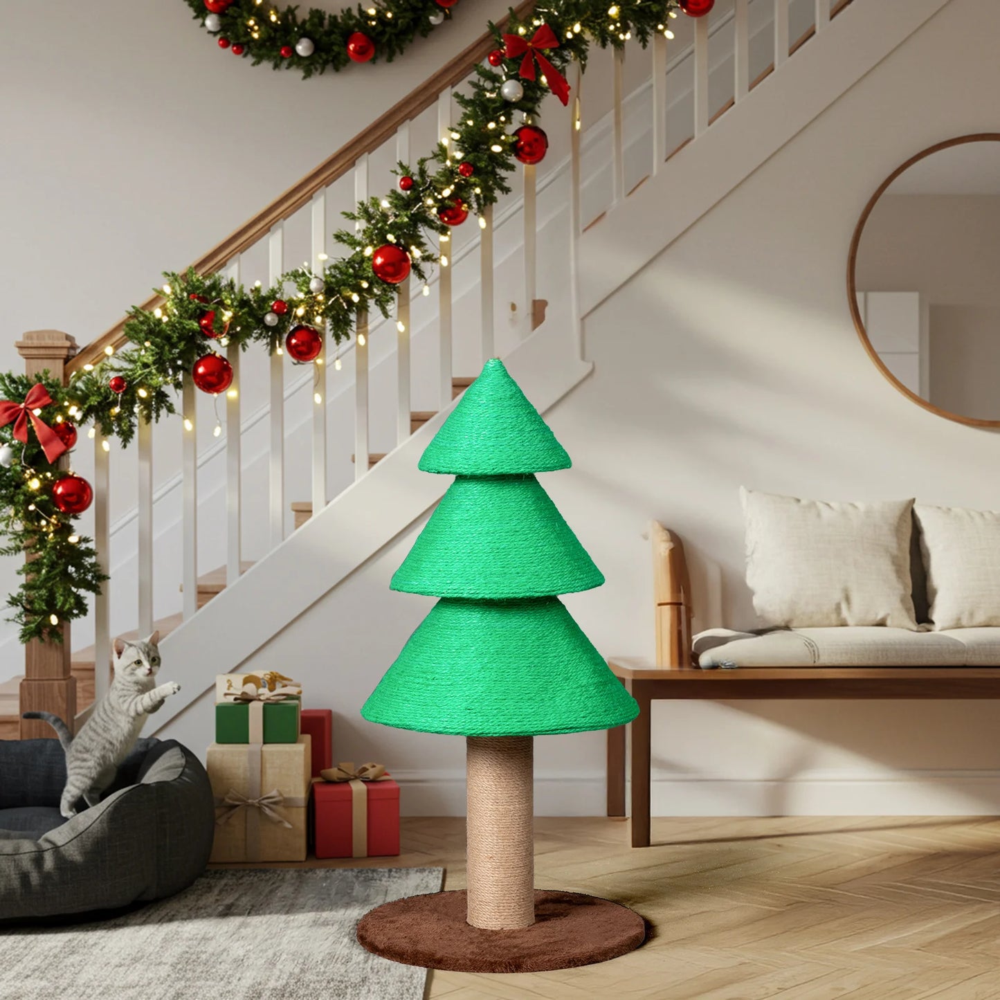 Cat Scratching Post 31.5in Scratch Tower Large Sisal Cat Scratching Tree Christmas Tree Scratcher indoor Cat Scratching Posts