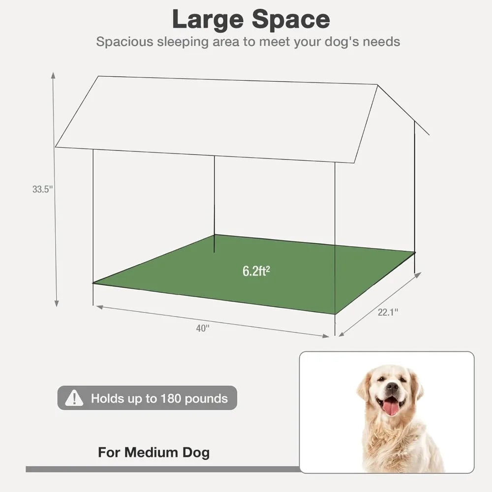 Insulated Outdoor Dog House with Heating Pad, Waterproof Kennel with Metal Frame, Winter Shelter for Small Dogs