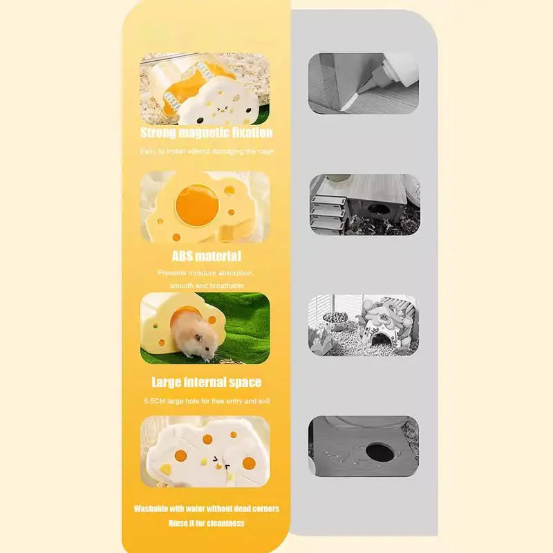Hamster Hides Cute Magnetic Hamster Hut Cheese Hamster House Visible Gerbil House Small Animal Habitat Hamster Cage Accessories