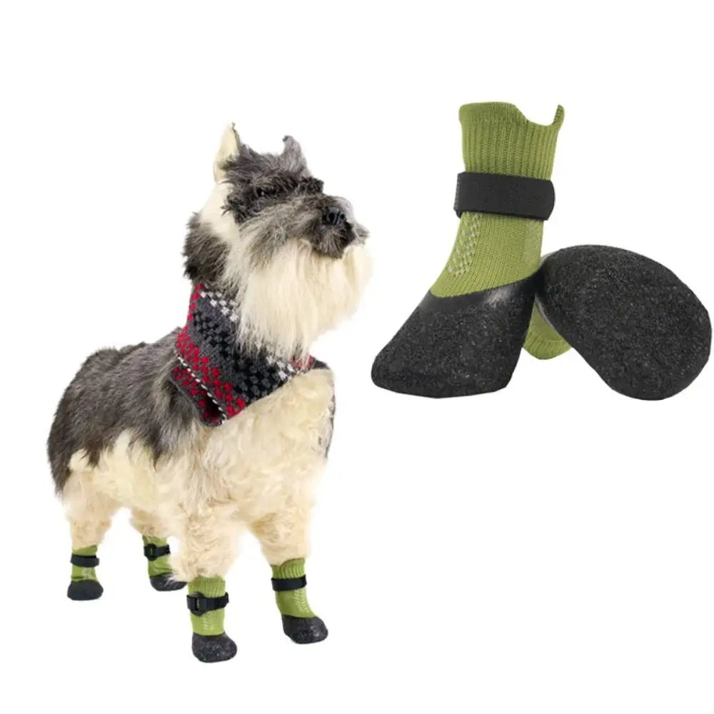 4pcs Dog Boots Waterproof Pet Socks Shoes Breathable Anti-dirty Dog Shoes Non-slip Dog Paw Protector Outdoor