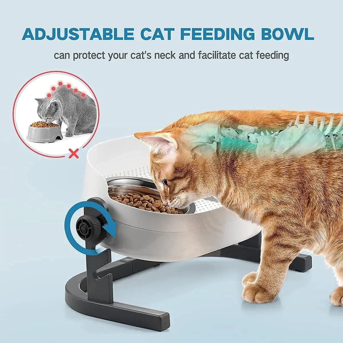 Adjustable Height Elevated Pet Bowls Stainless Steel Feeder Mess Proof for Cats Dogs All Sizes