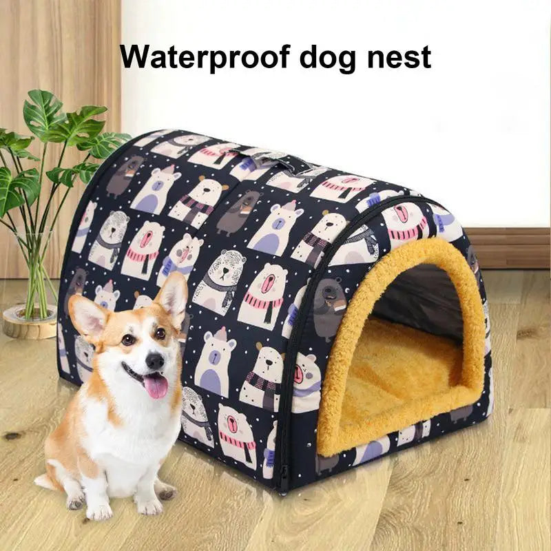 Dog Cave Bed House Indoor Pet House With Mat Water Resistant Pet House Cave With Removable Cushion For Small Medium Large Dogs
