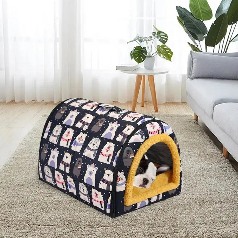 Dog Cave Bed House Indoor Pet House With Mat Water Resistant Pet House Cave With Removable Cushion For Small Medium Large Dogs