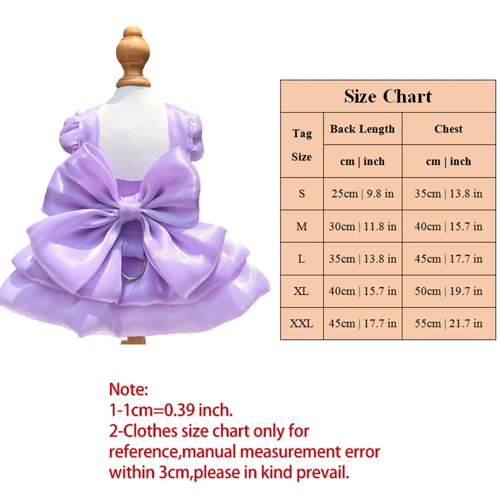 Dog Cat Big Bow Shiny Yarn Skirts Puppy Butterfly Skirt Summer Pet Skirt Princess Dog Wedding Dress Cat Dog Bowtie Clothes