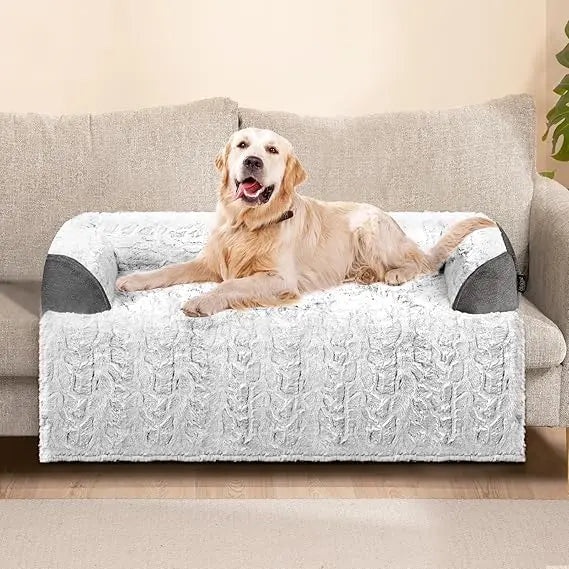 calming large dog bed for couch – 41"x37" washable non-slip plush sofa protector for dogs, removable cover, soft furniture mat i