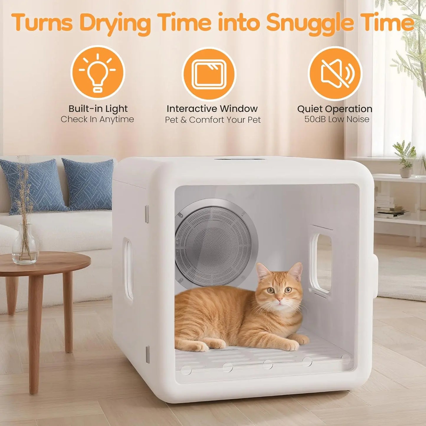 Automatic Pet Hair Dryer Box, 65L Large Capacity Dog Dryer for Cats & Small Dogs, Ultra Quiet Portable Pet Dryer, Customized