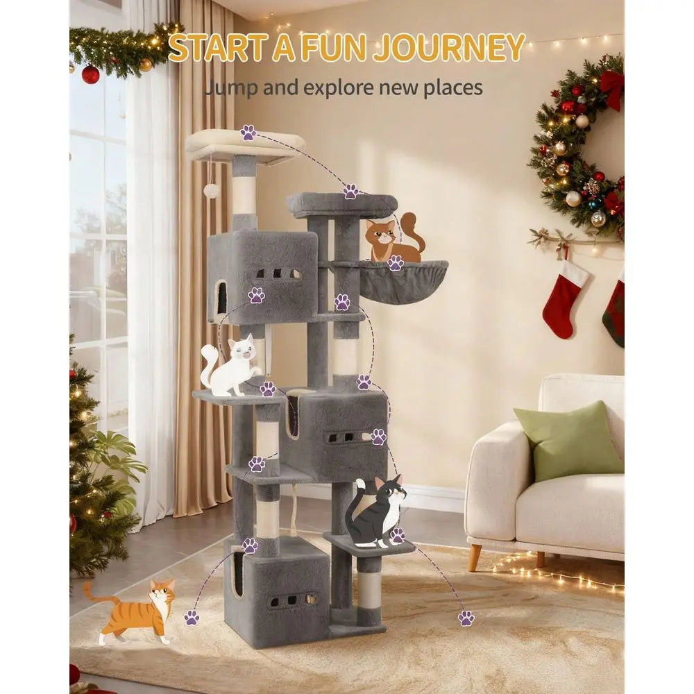 Cat Tree Rascadores Para Gatos Cat Supplies 76 Cat Tree, Large Cat Tower For Indoor Cats, Cats House Furniture With 2 Platforms,