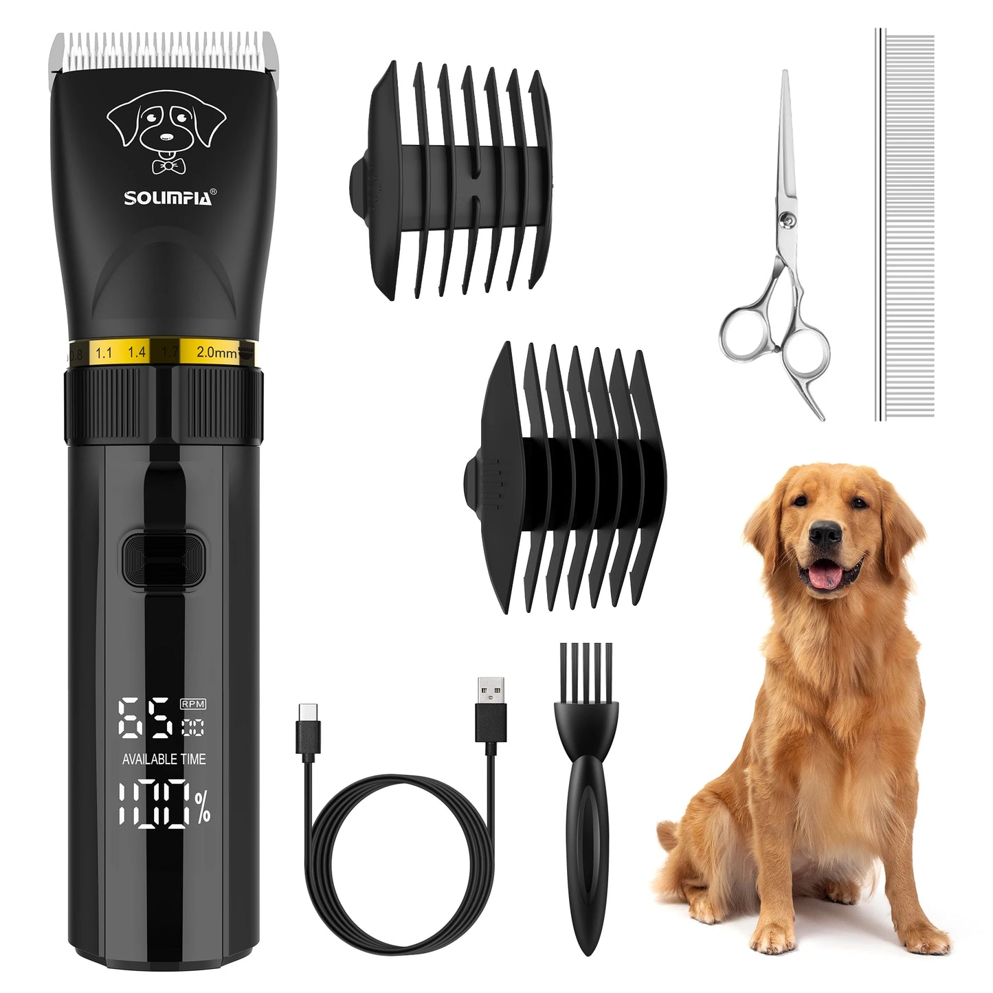 Solimpia Professional Dog Hair Trimmer Low-noise Cat Grooming Clippers for Dog Rechargeable Hair Cutters Haircut Machine