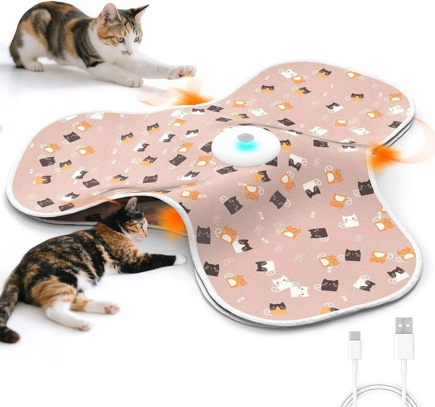 Smart Cat Toys Interactive Hide and Seek Cat Toy with Mouse Squeaky Motion Activated Moving Concealed Feathers Kitten Teaser Toy