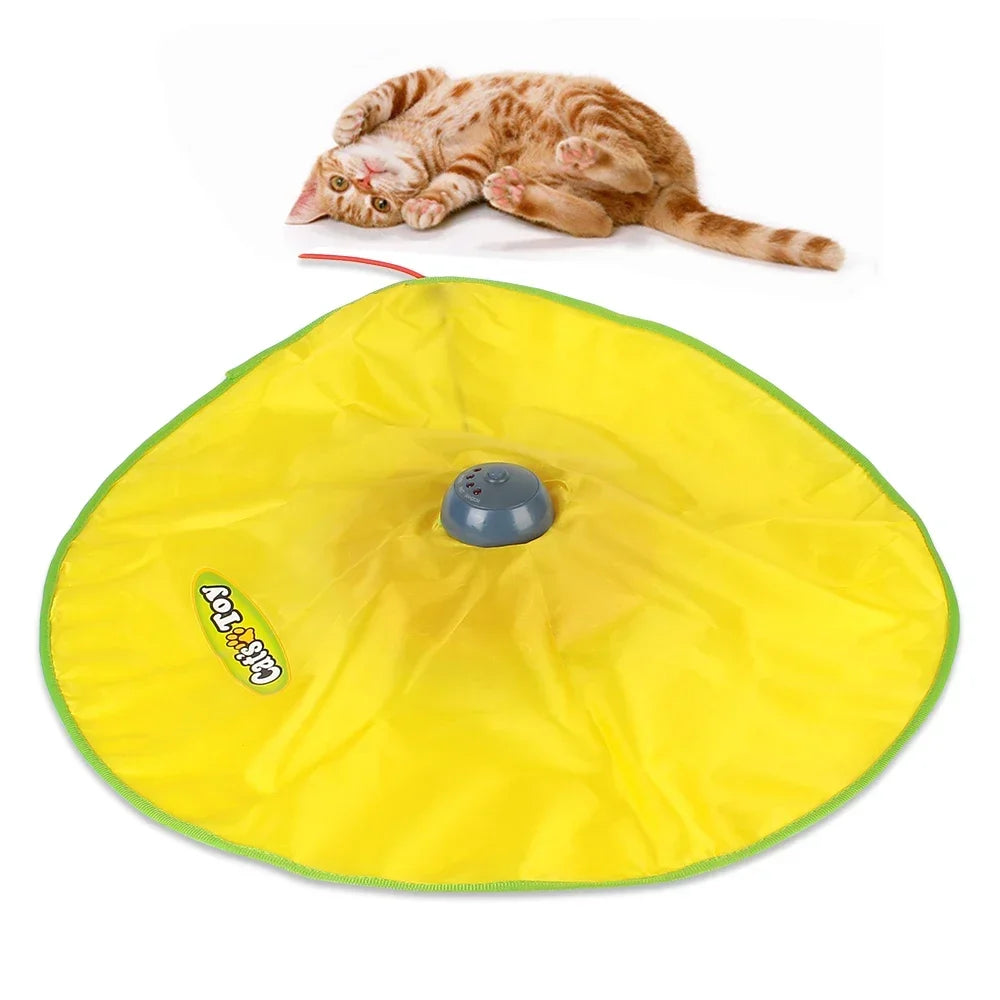 Electric Cat Toy Plate 4 Speeds Automatic Interactive Pet Toy For Cat Kitty Motion Undercover Mouse Fabric Moving Feather Toy