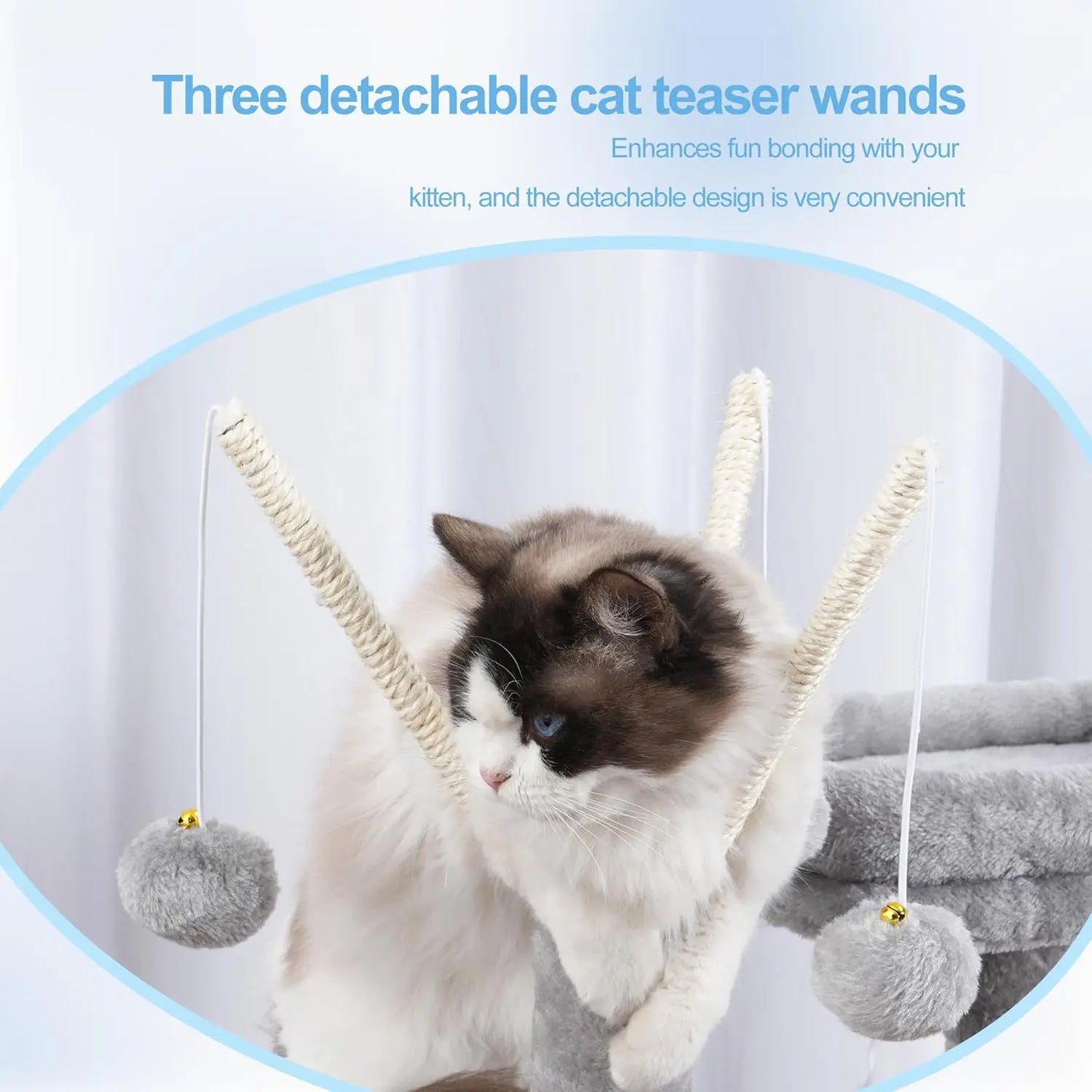 Cat Tree Tower, Scratching Posts with Removable Toys, Cozy Condo, Platform, Hammock, Sisal Scratch