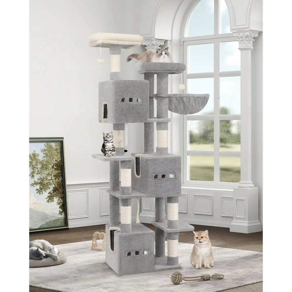 Cat Tree Rascadores Para Gatos Cat Supplies 76 Cat Tree, Large Cat Tower For Indoor Cats, Cats House Furniture With 2 Platforms,