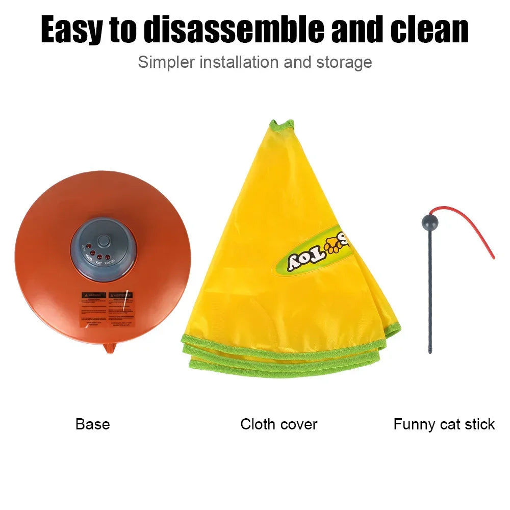 Electric Cat Toy Plate 4 Speeds Automatic Interactive Pet Toy For Cat Kitty Motion Undercover Mouse Fabric Moving Feather Toy