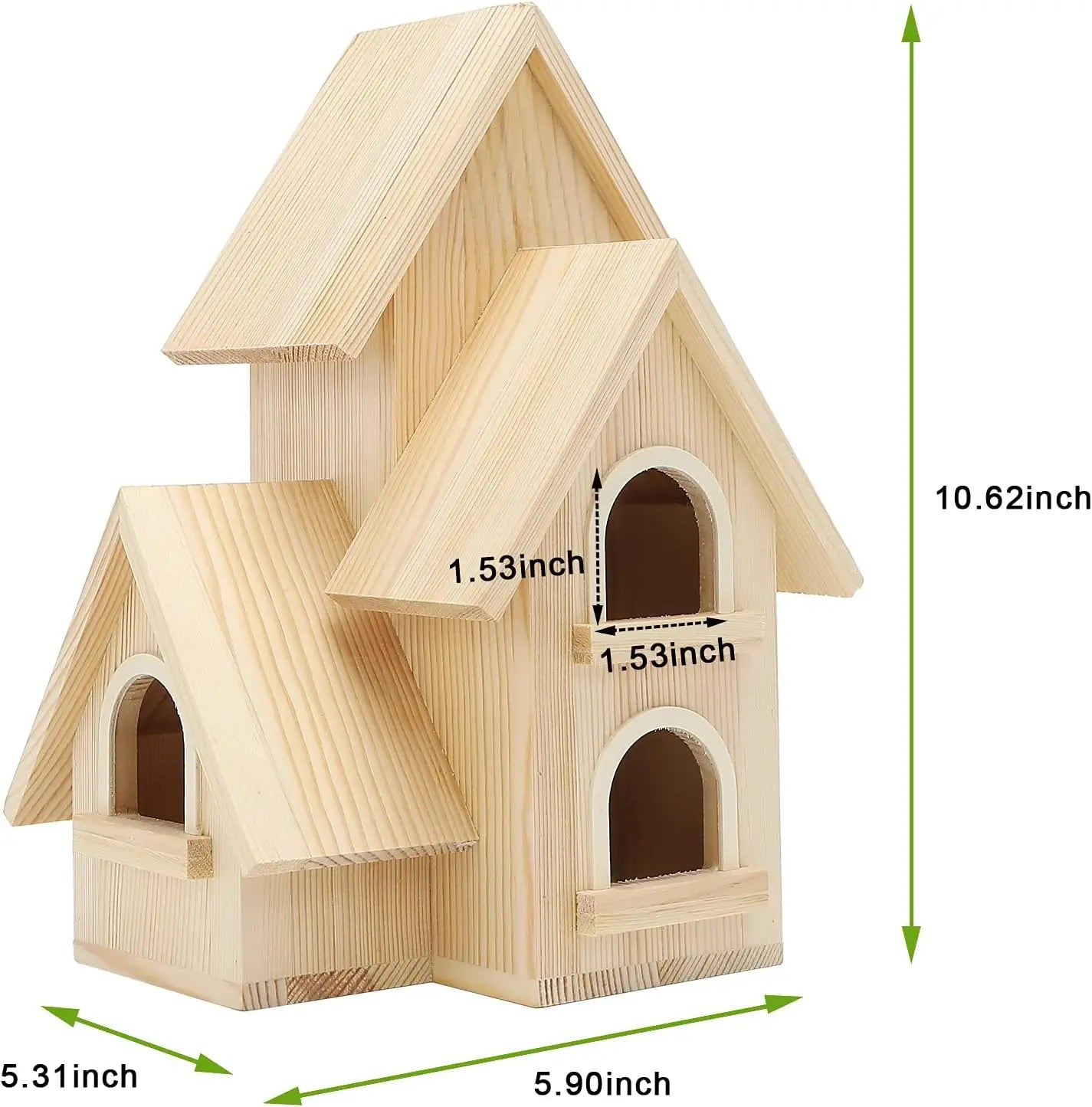 DIY Pine Wooden Bird House with Hanging Tools for Bluebird Hummingbird Wren Finch Garden Hut
