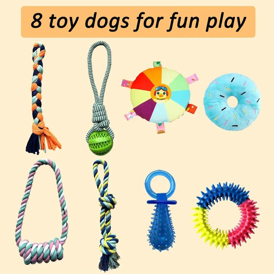 Puppy Play Gym with 8 Hanging Toys Interactive Indoor Jungle Gym ABS Frame with Adjustable Elastic Straps Little Puppy Teething