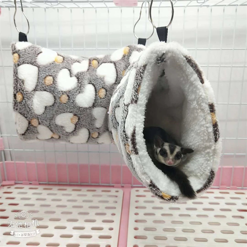 Heart Solf Cotton Plush Hamsters Playing Tunnels Winter Warm Nest for Ferret Guinea Pigs Squirrels Small Pet Toys Accessories