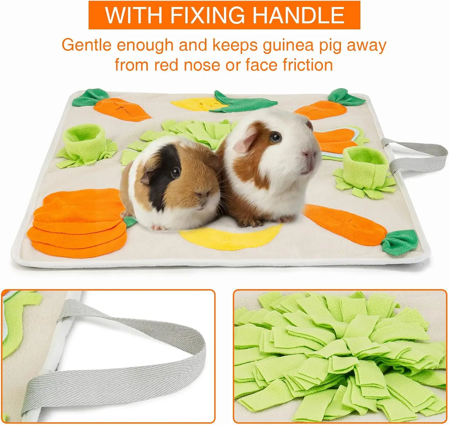 24''x24'' Rabbit Foraging Mat with Handle Interactive Pet Snuffle Toy for Dogs Rabbits Guinea Pigs