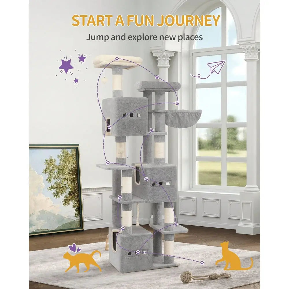 Cat Tree Rascadores Para Gatos Cat Supplies 76 Cat Tree, Large Cat Tower For Indoor Cats, Cats House Furniture With 2 Platforms,